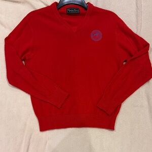 100% Cashmere Red Hadfield V-Neck Sweater